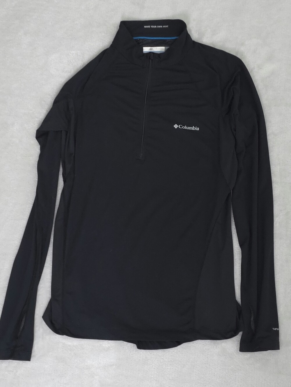 Columbia Womens Small Midweight Stretch Baselayer Half Zip Shirt Black Omni-Heat